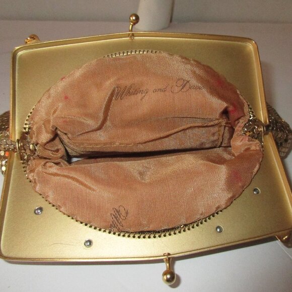 RARE Vintage 1930s Whiting & Davis Figural Face Flower Frame Gold Mesh Purse Bag - Picture 8 of 12